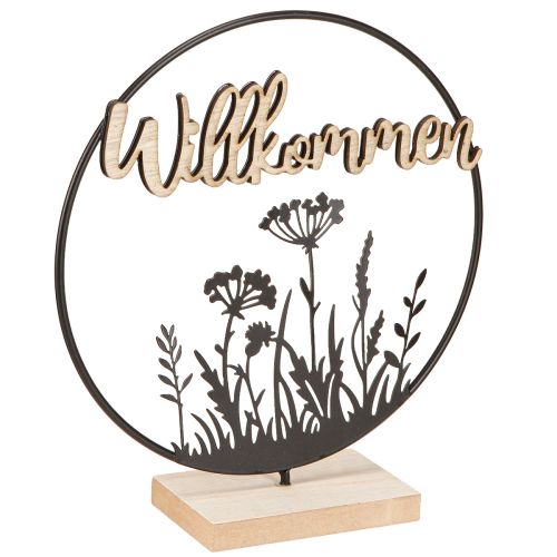 Artikel Dekoring mit Fuß Willkommen Schwarz Natur Ø20cm 2St