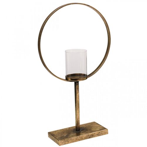 Dekoring Windlicht Metall Kerzenhalter Golden Glas Ø28cm