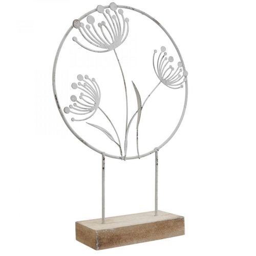 Artikel Dekoring Aufsteller Metall Weiß Frühling Ø20cm H32cm