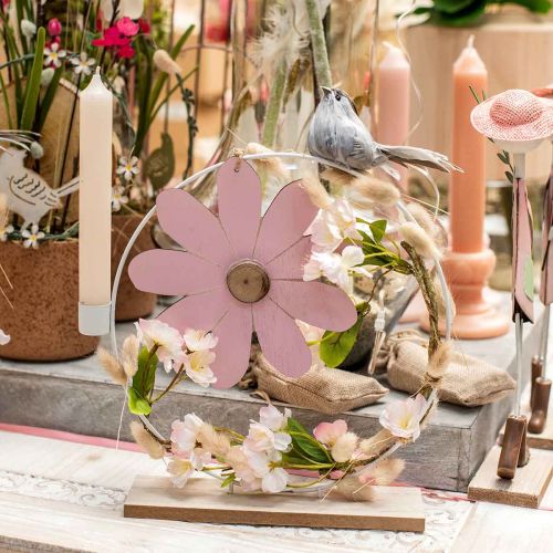 Floristik24 Dekoring mit Standfuß Weiß Kerzenhalter Metall Tischdeko Ø23cm