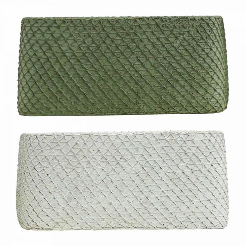 Floristik24 Dekoschale Keramik Grün Weiß Relief Netz 23x12,5cm H11cm 2St