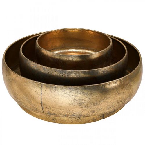 Floristik24 Dekoschale Metall Golden Antik Optik Ø23,5/33/43cm 3er-Set