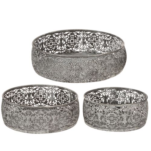 Dekoschale Metall Rund Grau Weiss Ø16/19,5/23,5cm 3er-Set für Innenbereich | Floristik24.ch