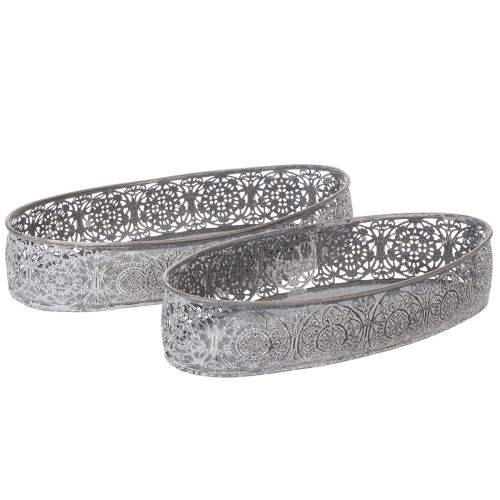 Dekoschalen Oval Metall Grau Weiss L36cm/33,5cm 2er-Set online kaufen | Floristik24.ch