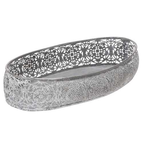 Dekoschalen Oval Metall Grau Weiss L36cm/33,5cm 2er-Set | Floristik24.ch