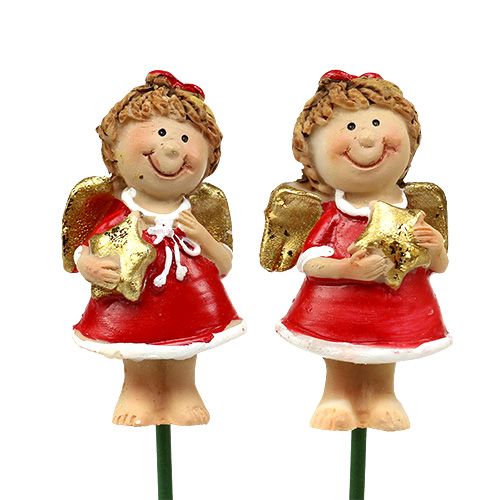 Floristik24 Dekostecker Engel Rot, Weiß 4,5cm L28cm 8St