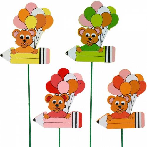 Floristik24 Dekostecker Stift mit Teddy und Ballons Blumenstecker Sommerdeko Kinder 16 St