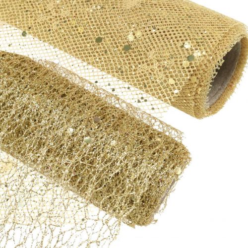 Floristik24 Tischband Dekostoff Gelb Gold x 2 Sortiert 35x200cm