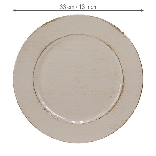 Dekoteller Kunststoff Deko Plastikteller Grau Braun Ø33cm | Floristik24.ch