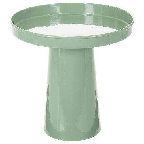 Dekoteller Metall grün 20 cm mit rundem Fuss für Blumenarrangements