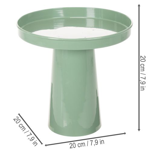 Dekoteller Metall grün 20 cm mit rundem Fuss für Blumenarrangements | Floristik24.ch