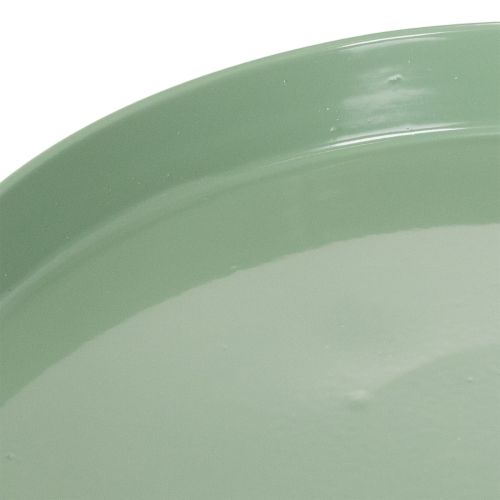 Dekoteller Metall grün 20 cm mit rundem Fuss für Blumenarrangements | Floristik24.ch