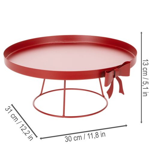 Dekotablett Set aus Metall mit Schleife in Rot 30 cm und 25 cm | Floristik24.ch
