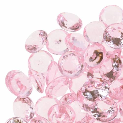 Floristik24 Dekosteine Diamant Acryl Hellrosa Ø1,2cm 175g für Geburtstagsdekoration