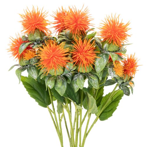 Künstliche Färberdistel orange 55cm 4 Stiele aus Kunststoff und Textil | Floristik24.ch