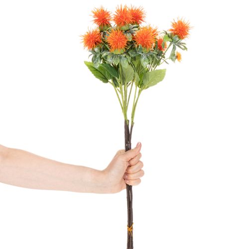 Artikel Künstliche Färberdistel orange 55cm 4 Stiele aus Kunststoff und Textil