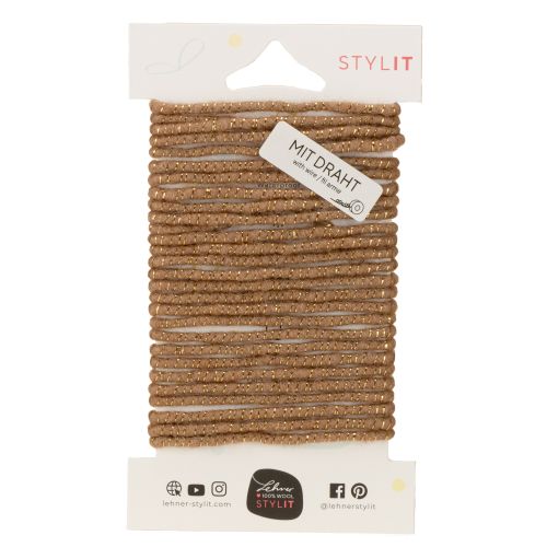 Artikel Wollkordel Braun Goldfaden 5m x 5mm mit Draht für Deko und Basteln