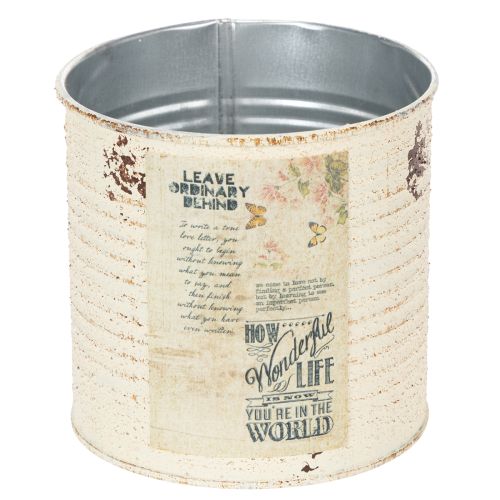 Dose Übertopf Creme Metall Shabby Chic Ø11cm H10,5cm