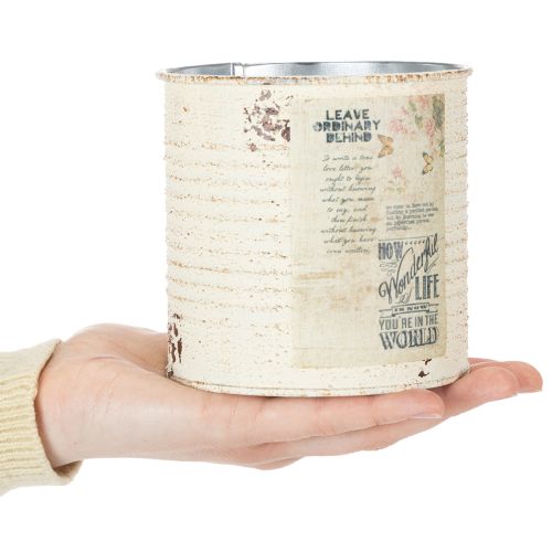 Artikel Dose Übertopf Creme Metall Shabby Chic Ø11cm H10,5cm