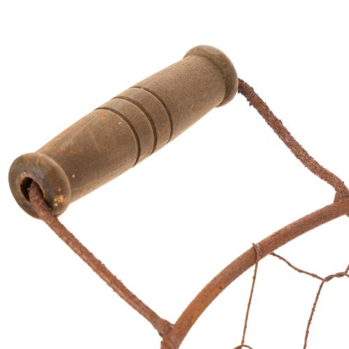 Drahtkorb rund Ø22cm mit Holzgriffen Metallkorb Rostoptik für Dekoration | Floristik24.ch