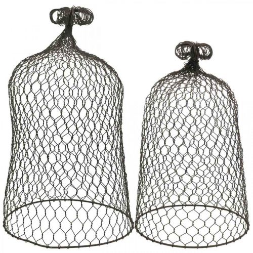 Floristik24 Dekoglocke aus Metall, Rankhilfe, Drahthaube Braun, Edelrost H50/41cm Ø30/25cm 2er-Set