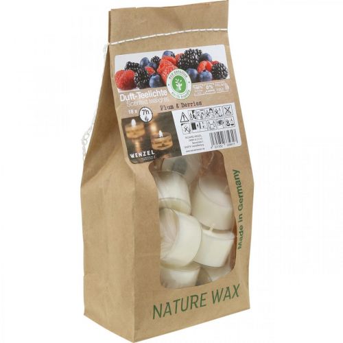 Artikel Duftkerzen, Teelichter Rote Beeren, Duft-Teelichter, Wachskerzen Ø3,8cm H2,3cm Weiß 18 St