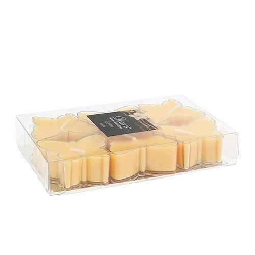 Floristik24 Duftteelicht Schmetterling Ø4,8cm H2cm Gelb 6St