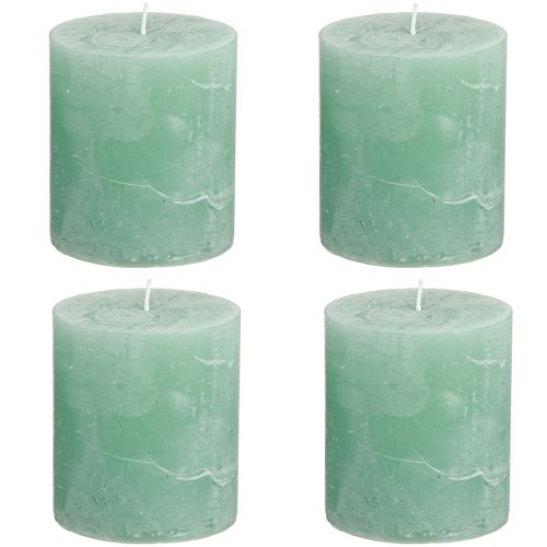 Artikel Durchgefärbte Stumpenkerzen Grün Jade 70×80mm 4er Set für Dekoration und Entspannung