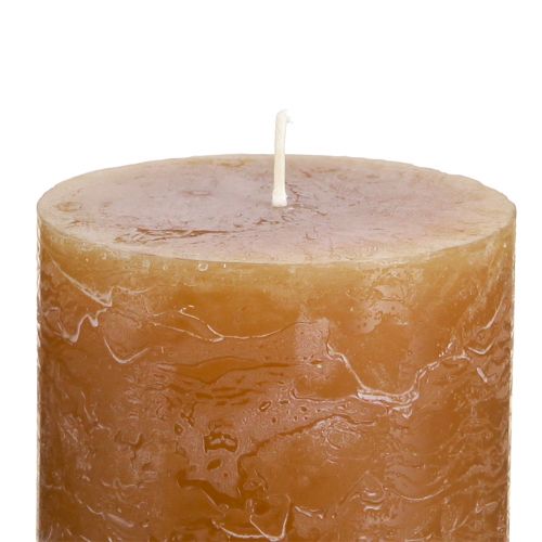 Artikel Durchgefärbte Karamell Stumpenkerzen 70×80mm 4er Set - Rustikale Deko, Ideal für Advent, Handgemacht