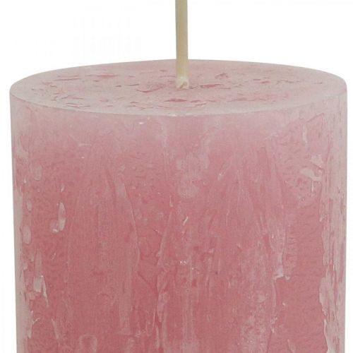 Artikel Durchgefärbte Kerzen Rosa Rustic Selbstlöschend 60×110mm 4St