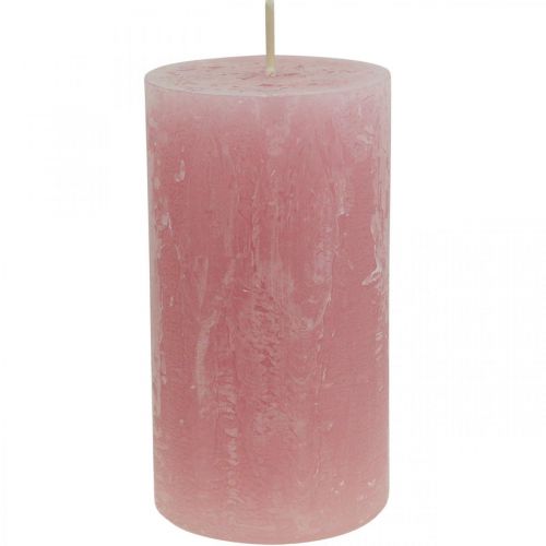 Artikel Durchgefärbte Kerzen Rosa Rustic Selbstlöschend 60×110mm 4St
