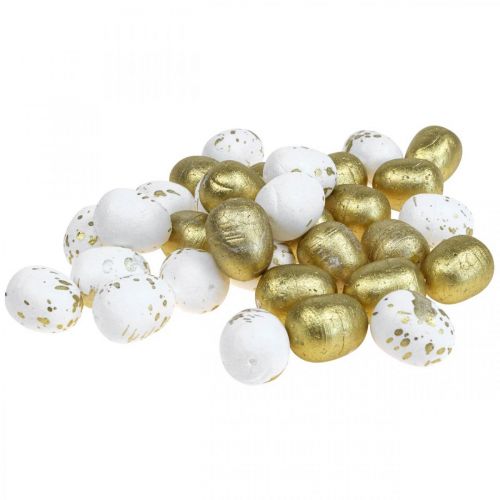 Floristik24 Styroporeier Styropor Ostereier Weiß Gold Deko 3cm 32 St