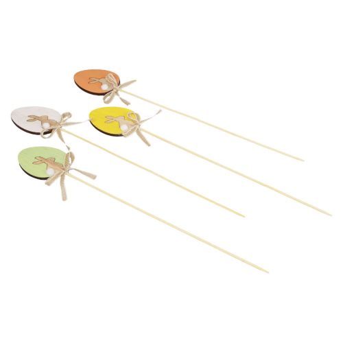 Artikel Blumenstecker Osterdeko Holz Ei mit Hase Bunt 5×7cm 12 St