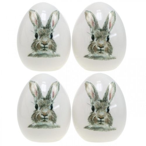 Floristik24 Deko Ei stehend Hasenmotiv, Osterdeko, Hase auf Ei Ø8cm H10cm 4er-Set