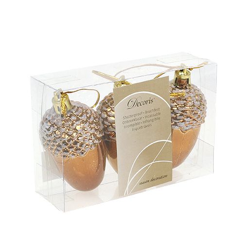 Floristik24 Eichel zum Hängen Braun 7,5cm 3St