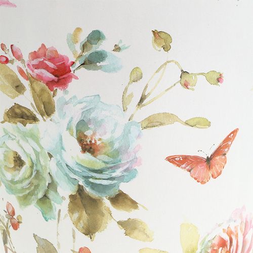 Floristik24 Eimer Weiß mit Blumenmuster Ø20,5cm H22,5cm