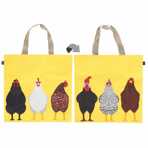 Shopper mit Hühner-Motiv, gelb, 40 × 40 × 15 cm | Floristik24.ch
