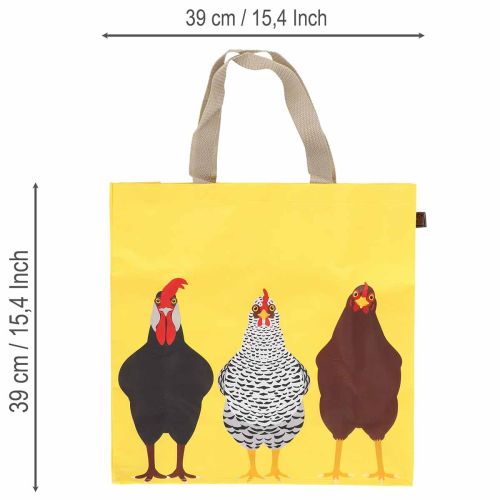 Shopper mit Hühner-Motiv, gelb, 40 × 40 × 15 cm | Floristik24.ch