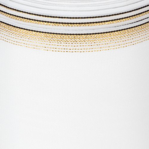 Kranzband Moiré 125mm Weiss mit Goldecken – Dekoband für Floristik und Feste | Floristik24.ch