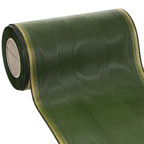 Floristik24 Elegantes Kranzband Moiré 175mm, Dunkelgrün mit Perlkante und Taftbindung für feierliche Anlässe
