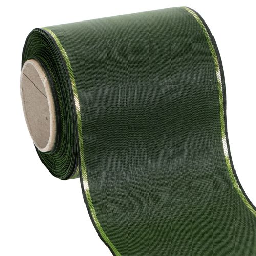 Artikel Kranzband Moiré Grün mit Goldrand 100mm x 25m für Trauerfloristik & Dekoration