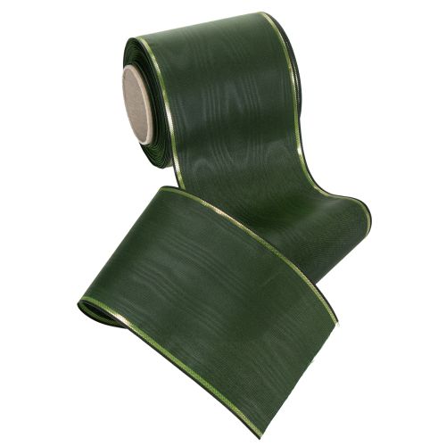 Kranzband Moiré Grün mit Goldrand 100mm x 25m für Trauerfloristik & Dekoration | Floristik24.ch