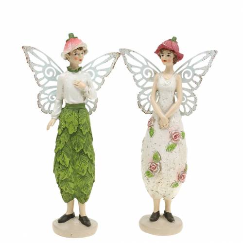Floristik24 Deko-Figur Elfe Elfenpaar Weiß, Rosa, Grün H20cm 2St