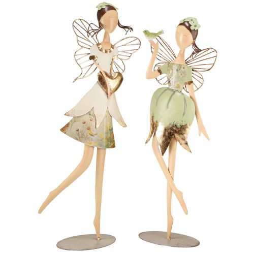 Floristik24 Elfen Figuren Metall Deko Herz Vogel H55cm/60cm 2St