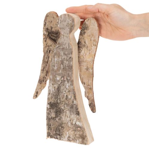 Engelfigur aus Holz mit Birkenrinde 30 cm Natur für Innenbereich | Floristik24.ch