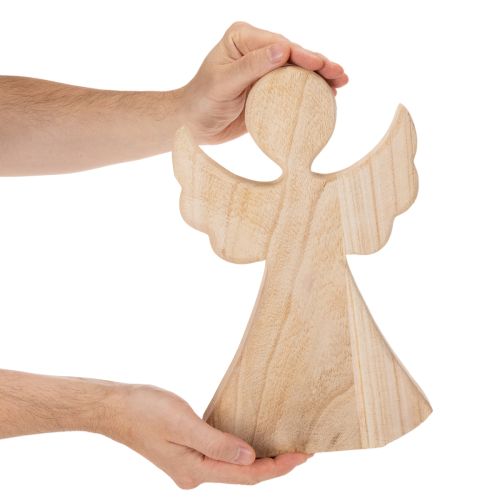 Holzengel Dekofigur 30 cm aus hellem Naturholz für Innenbereich | Floristik24.ch