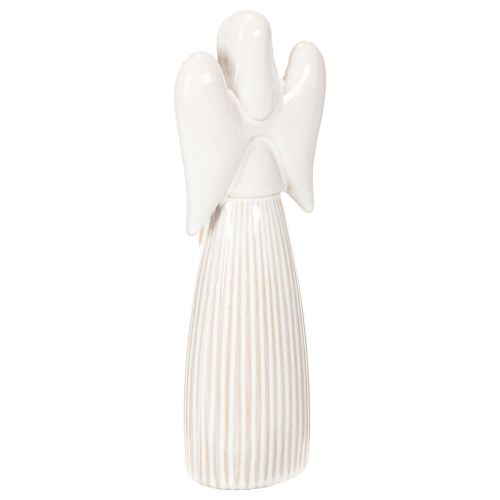Engelfigur aus Keramik mit Herz, cremeweiss, 23 cm | Floristik24.ch