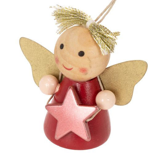 Deko-Anhänger Engel aus Holz 5 cm bunt mit Stern 9 Stück | Floristik24.ch