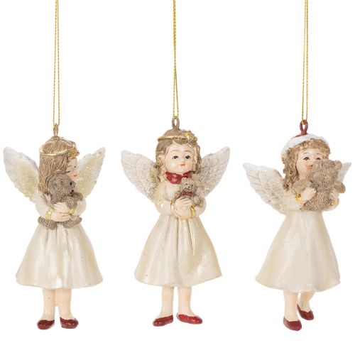 Deko Engel Baumschmuck Polyresin 10cm Beige Weiss Rot 3er-Set online kaufen | Floristik24.ch