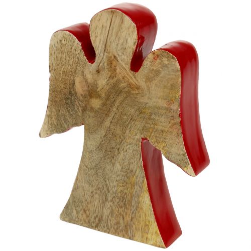 Engel Dekofigur Holz Rot, Natur 15cm